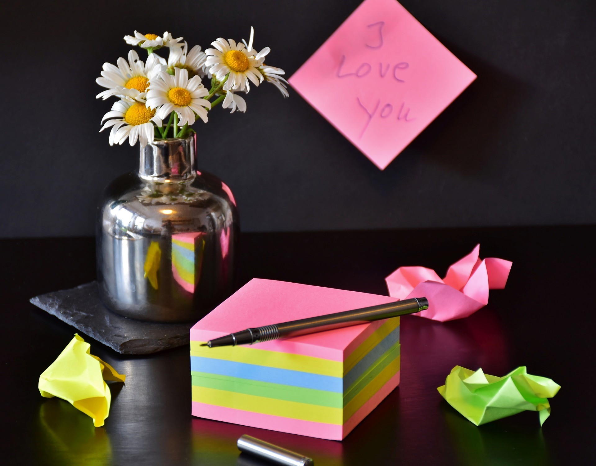 notes-post it-flower-love