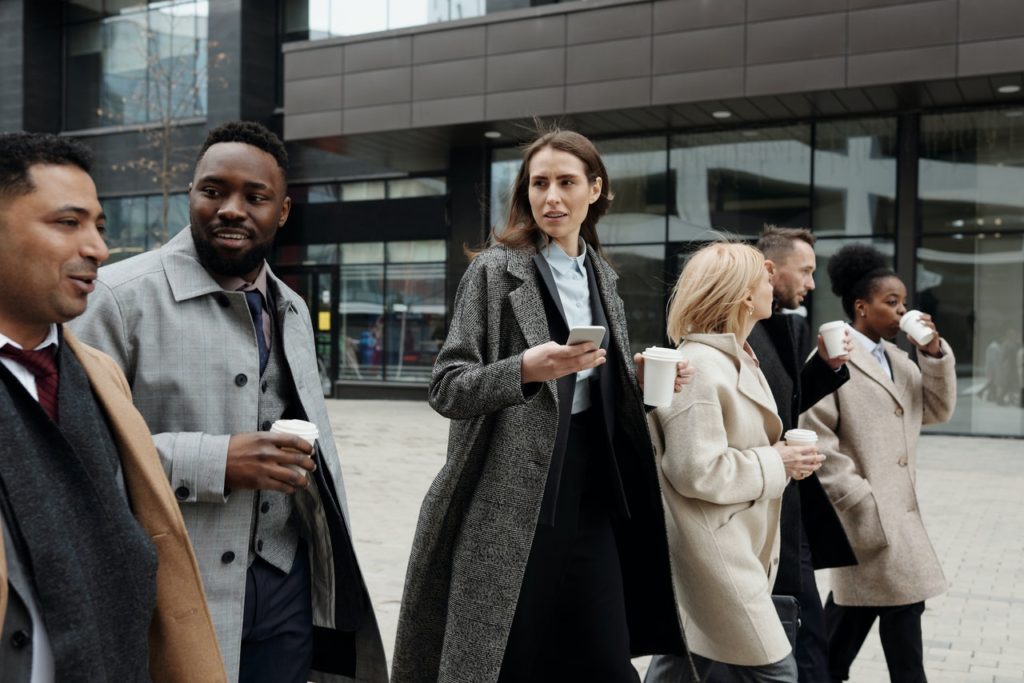 coworkers-team-outdoor meeting