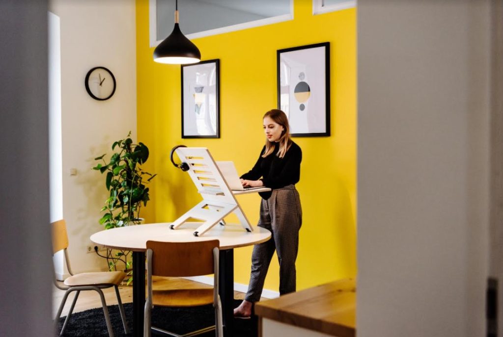 entrepreneur-stay at home-standing desk-work from home