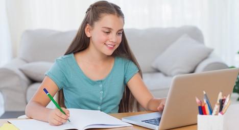 girl doing homework