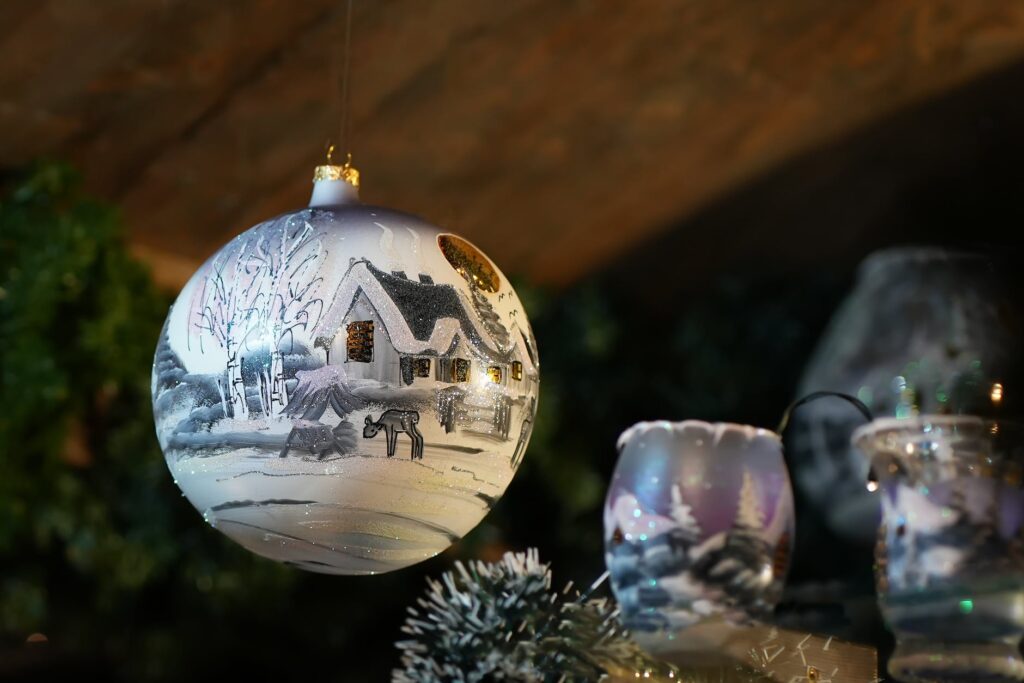 a close up shot of a christmas ball