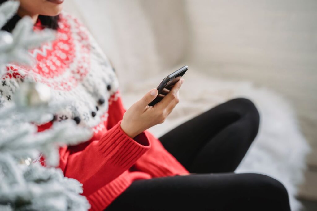womand relaxing on phone