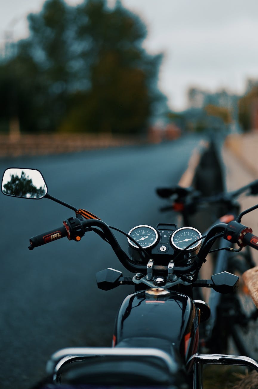 classic motorbike on road edge