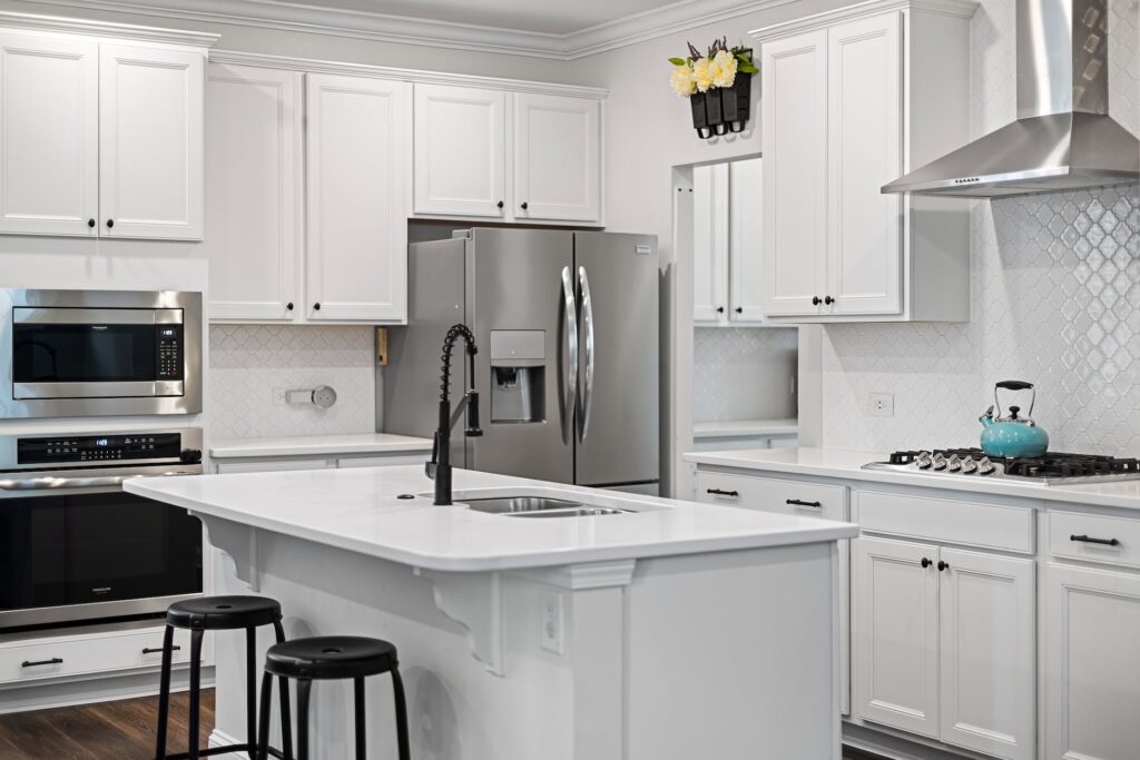 white furniture in kitchen