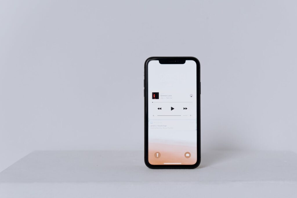 smartphone playing music