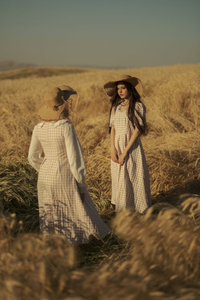 women posing on a desert