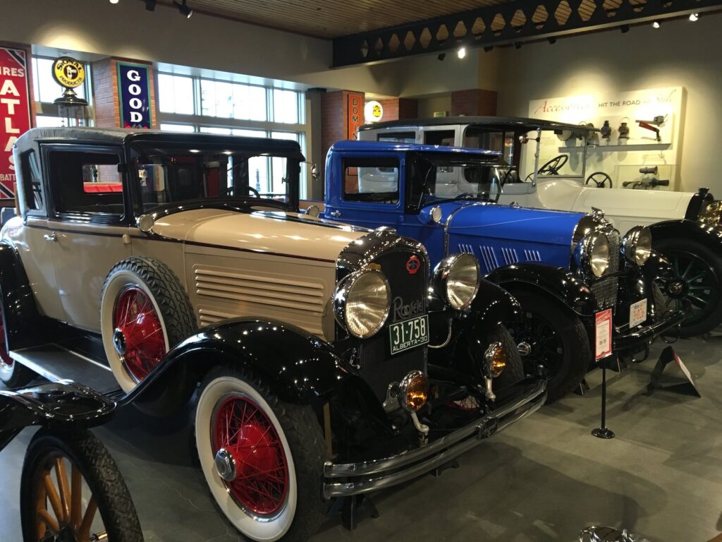 vintage cars in a well lighted room
