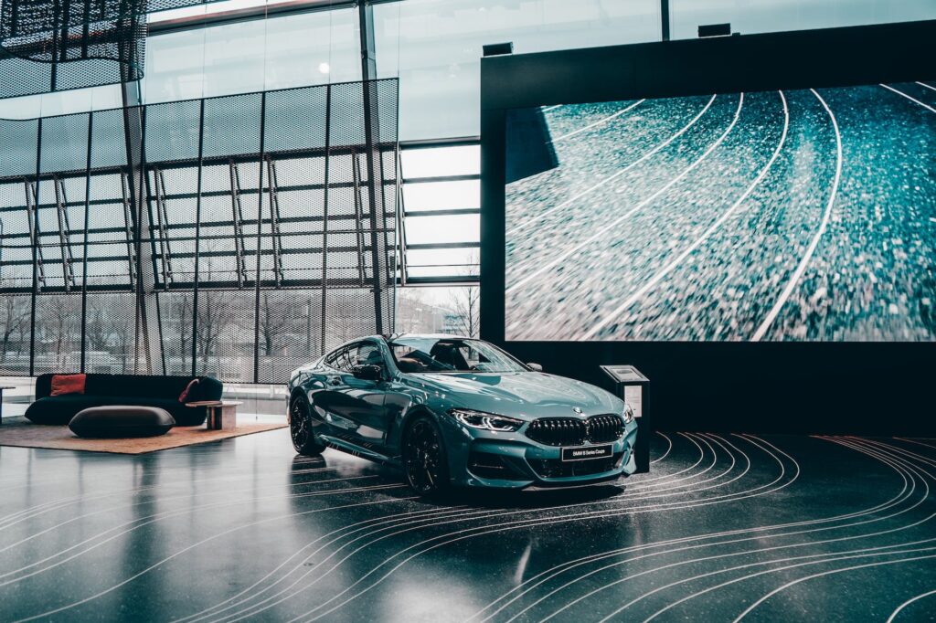 blue green bmw car