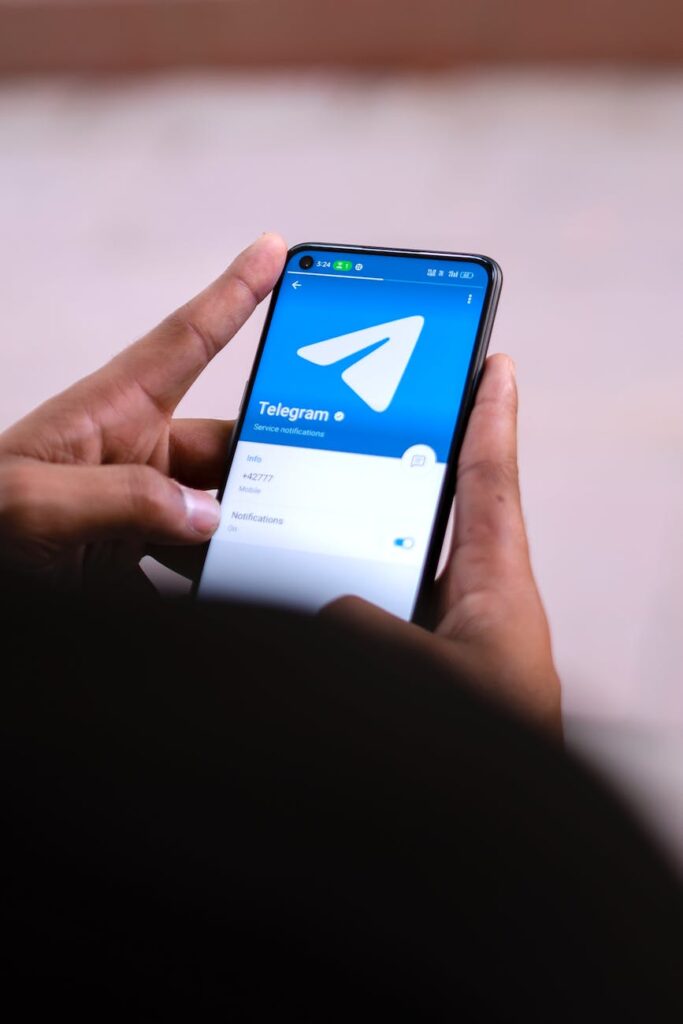 using telegram app in mobile phone