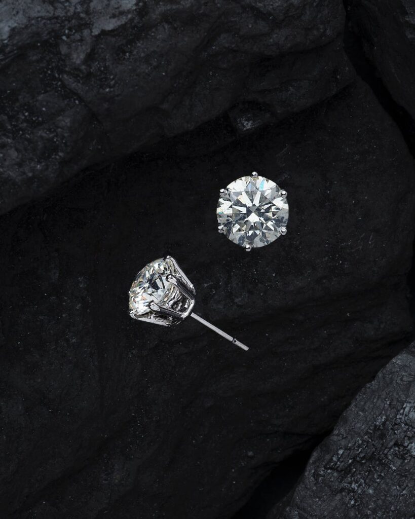 close up photo diamonds stud earrings