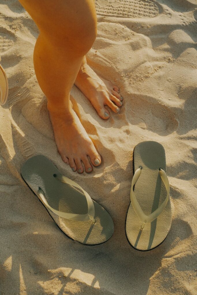 flip flops on a sand