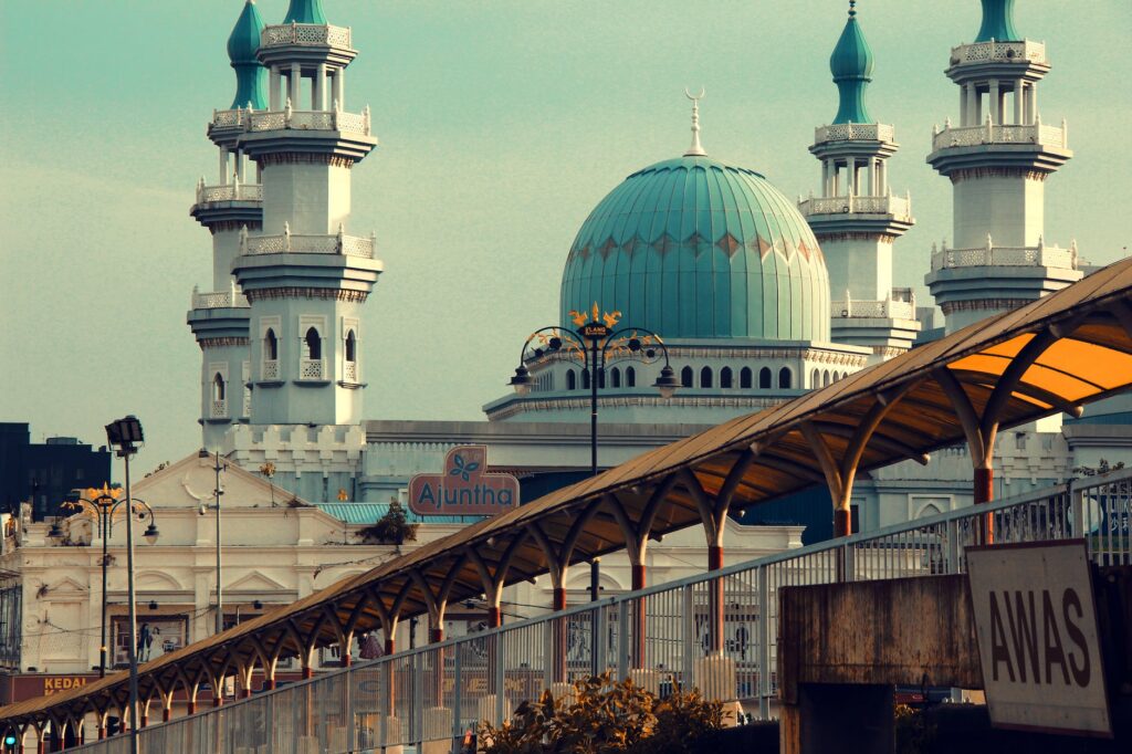 mosque with minarets in malaysia
