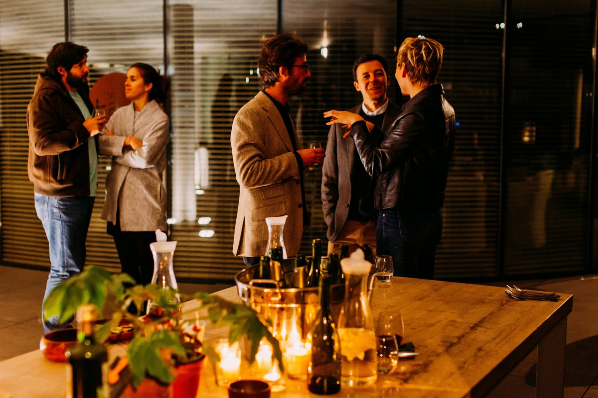 group of people standing around