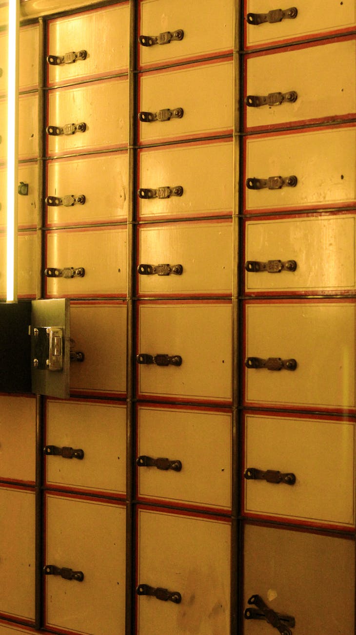 wall of post office boxes