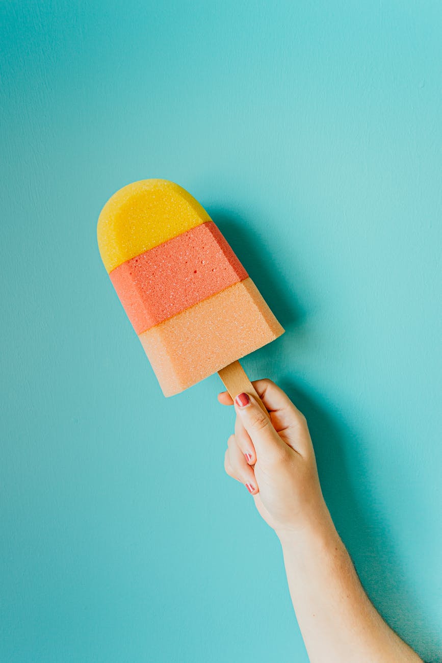 colorful ice cream on blue background