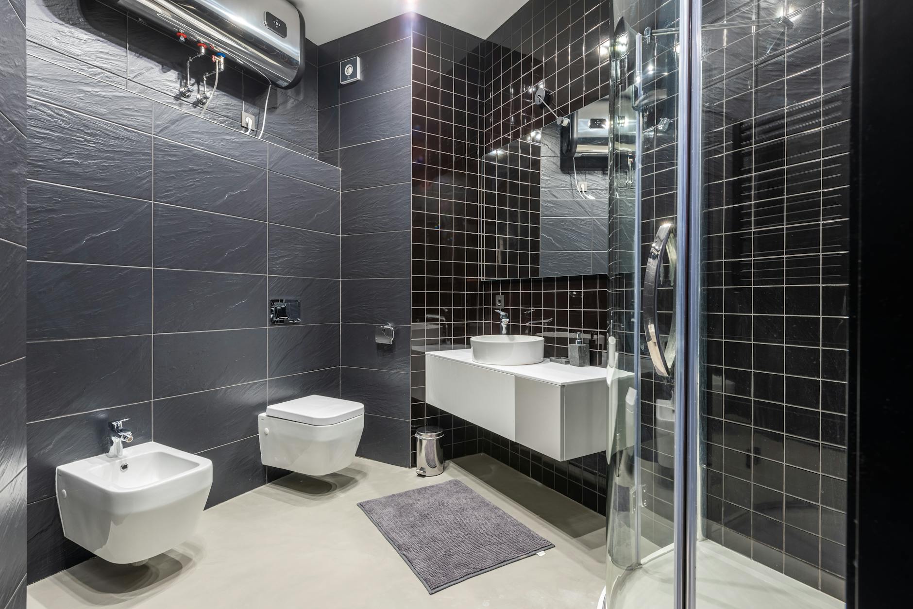 modern bathroom with shower and bidet