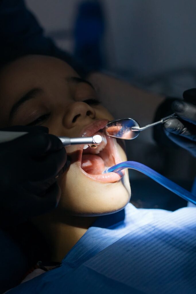 close up shot of a kid having dental checkup