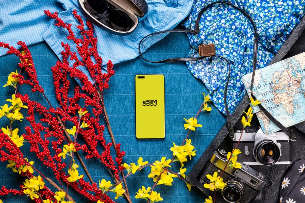flowers around smartphone
