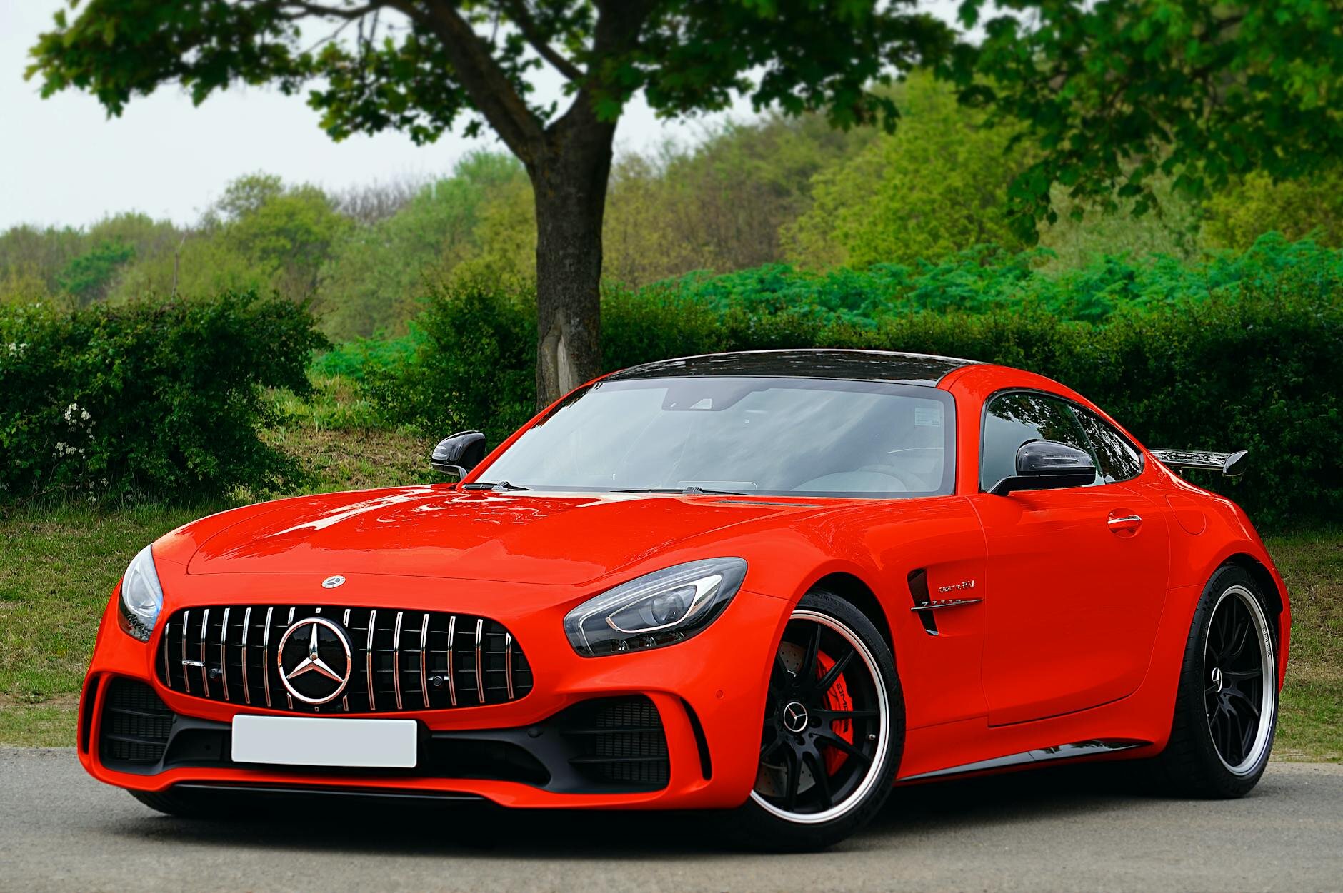 photo of red car parked