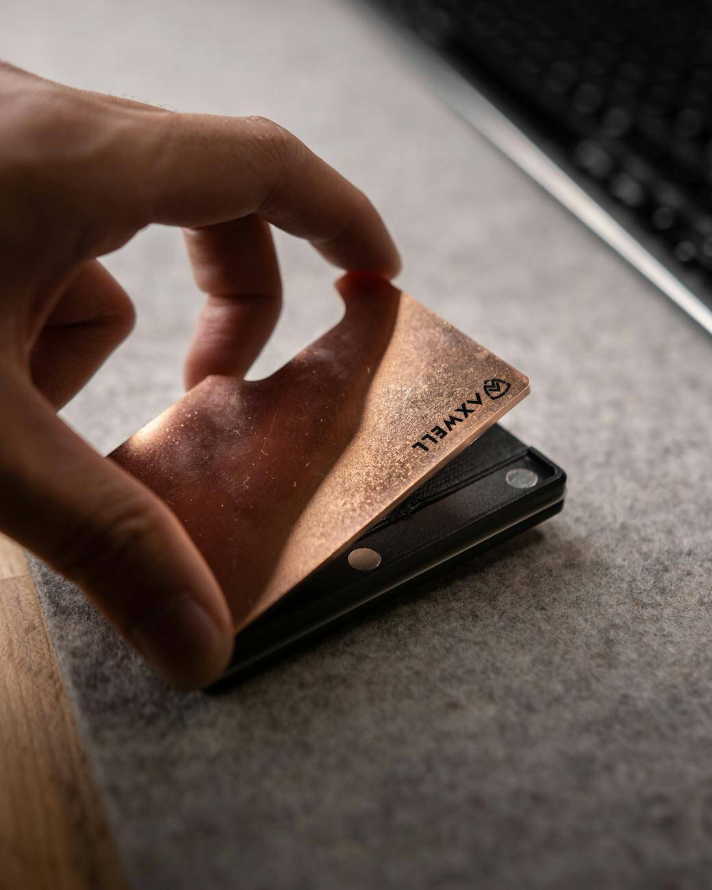 man hand holding card