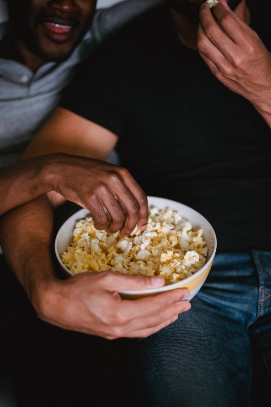 close up of a bowl of popcorn