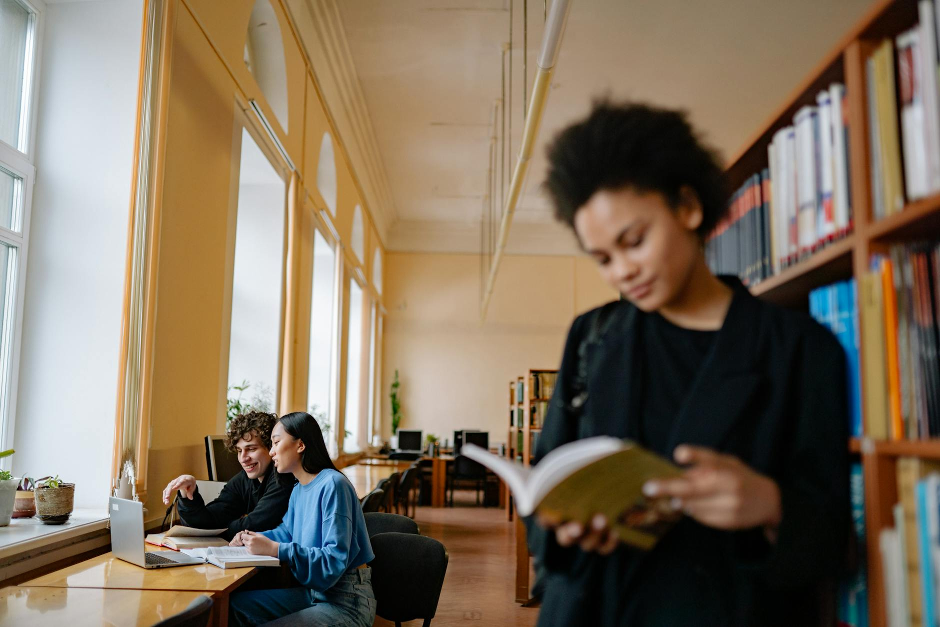 people studying in library