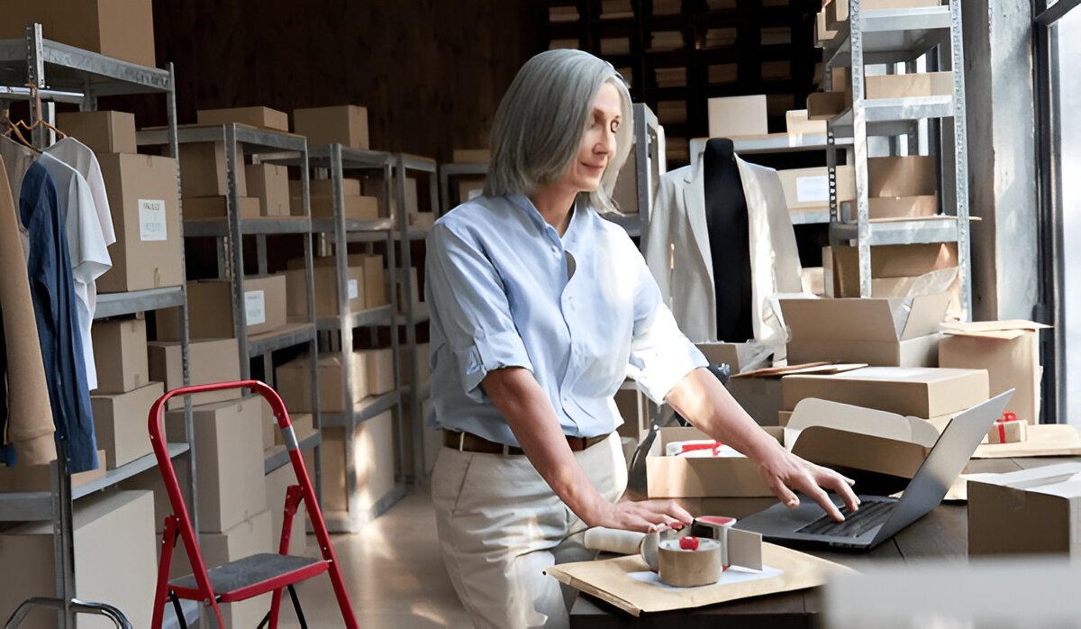 stock buyer- woman managing stock