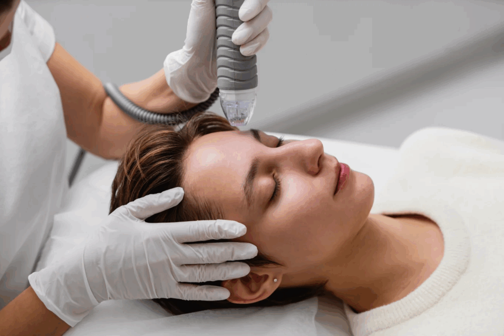 image - Lead Grow Develop - Business, Technology, Personal Development woman getting facial treatment