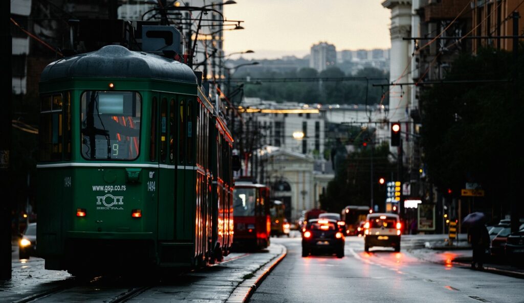 Busy streets of Belgrade, Serbia
