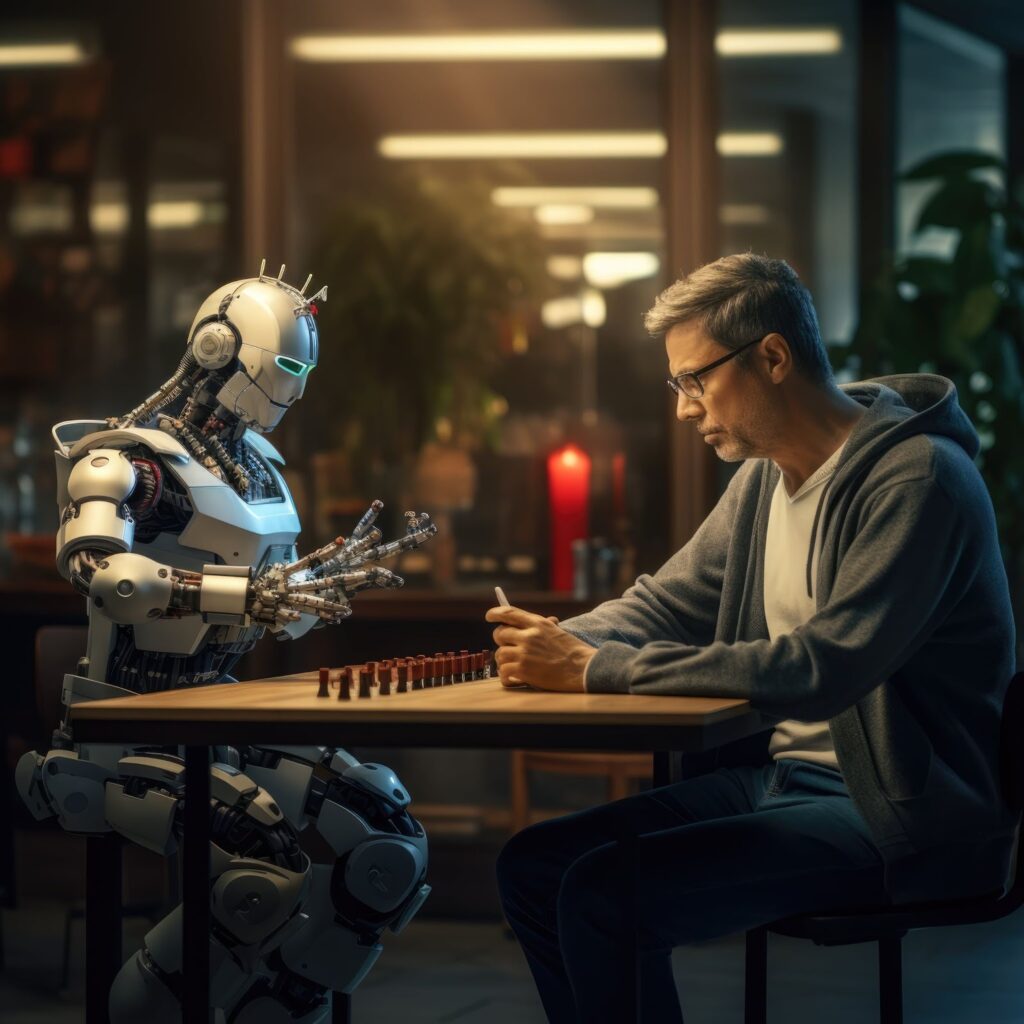 image - Lead Grow Develop - Business, Technology, Personal Development AI robot playing chess with human