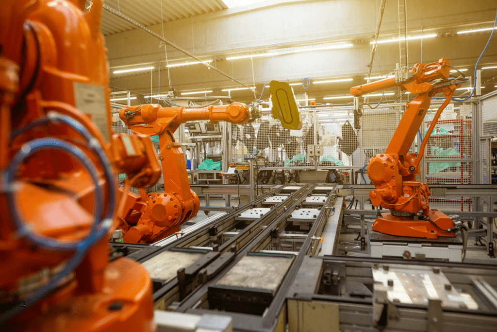 a factory filled with lots of orange machines - Lead Grow Develop - Business, Technology, Personal Development a factory filled with lots of orange machines