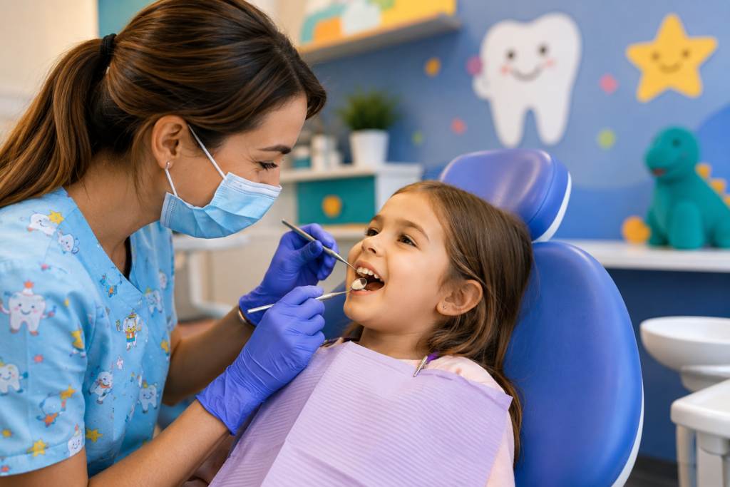 Dentist with child