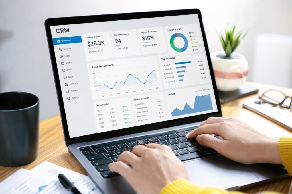dashboard, reporting, sales figures, CRM