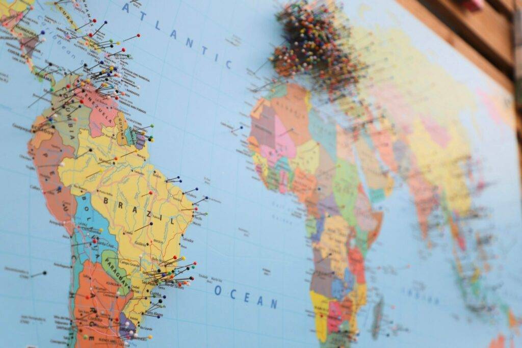 world map for a trip
