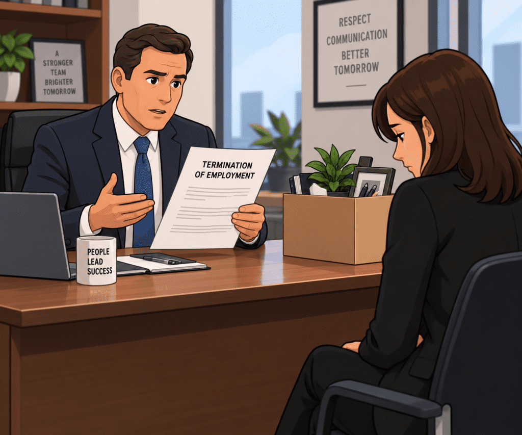 a manager terminating an employee in an office