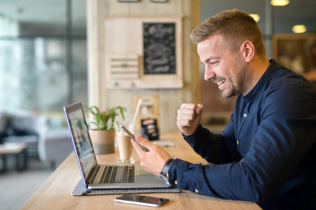 Man looking at laptop computer